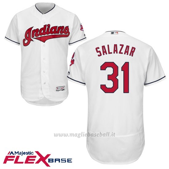 Maglia Baseball Uomo Cleveland Indians Danny Salazar Bianco Autentico Collezione Flex Base